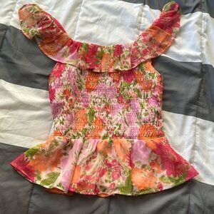 LC small women’s floral ruffle tank top